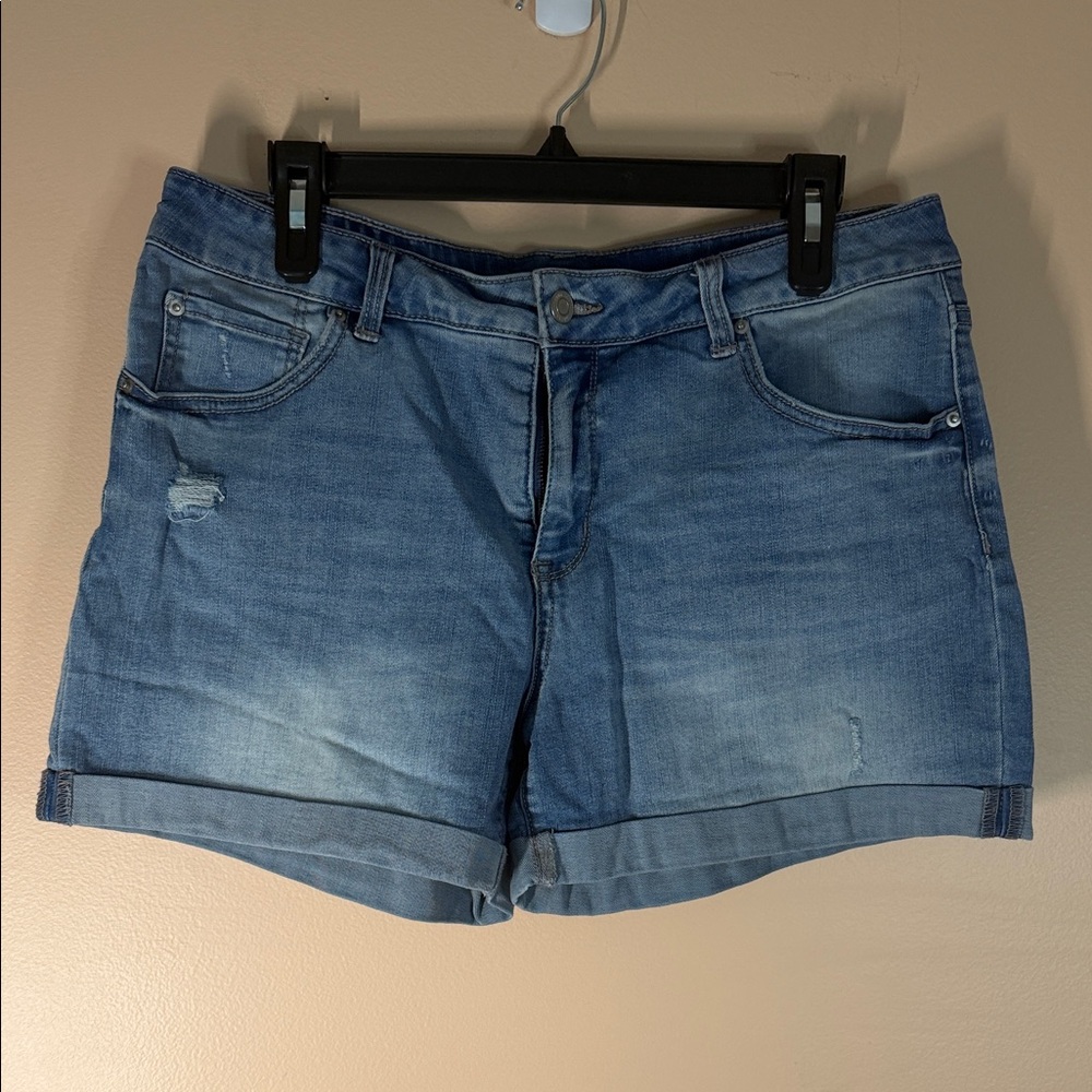 Time and Tru Light Blue Cuffed Denim Shorts